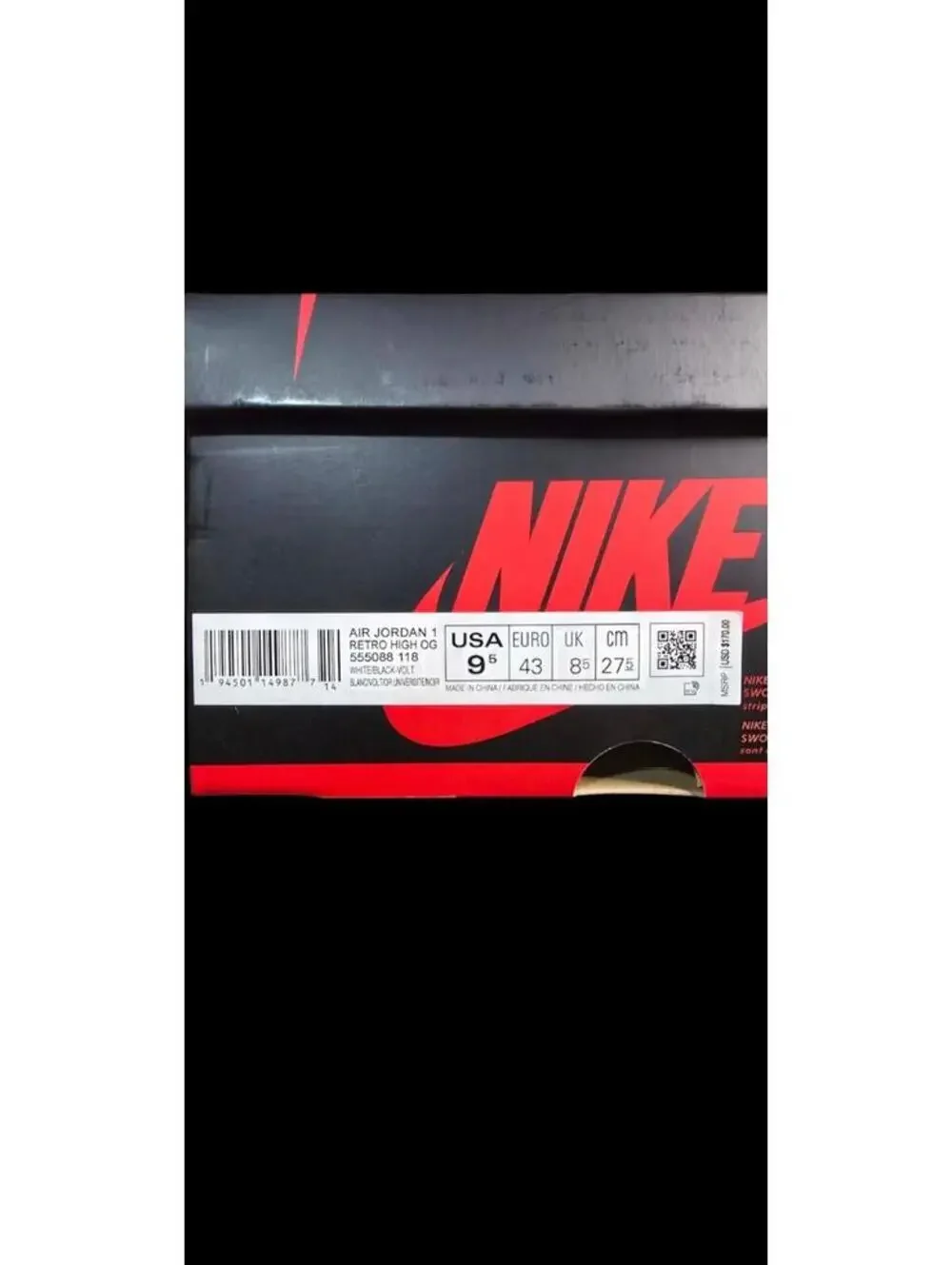 Nike Air Jordan 1 Retro High OG Volt 2021 9.5M 555088-118